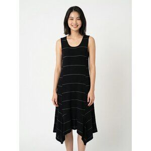 Adrianna Papell Women's Dress Black Asymmetric Sleeveless Flare Midi Size XL